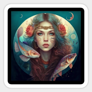 Pisces Water Sign Zodiac Goddess Sticker